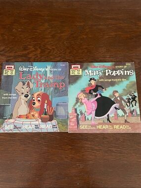 Disney Kids Story Book Set - Lady and the Tramp & Mary Poppins - vintage 60’s